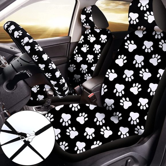 ***10Pc Paw Print Full Interior Car Accessories Set - Picture 3 of 6